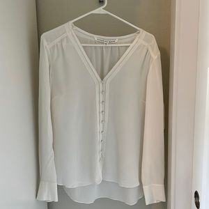 Veronica beard white button up blouse size 14
